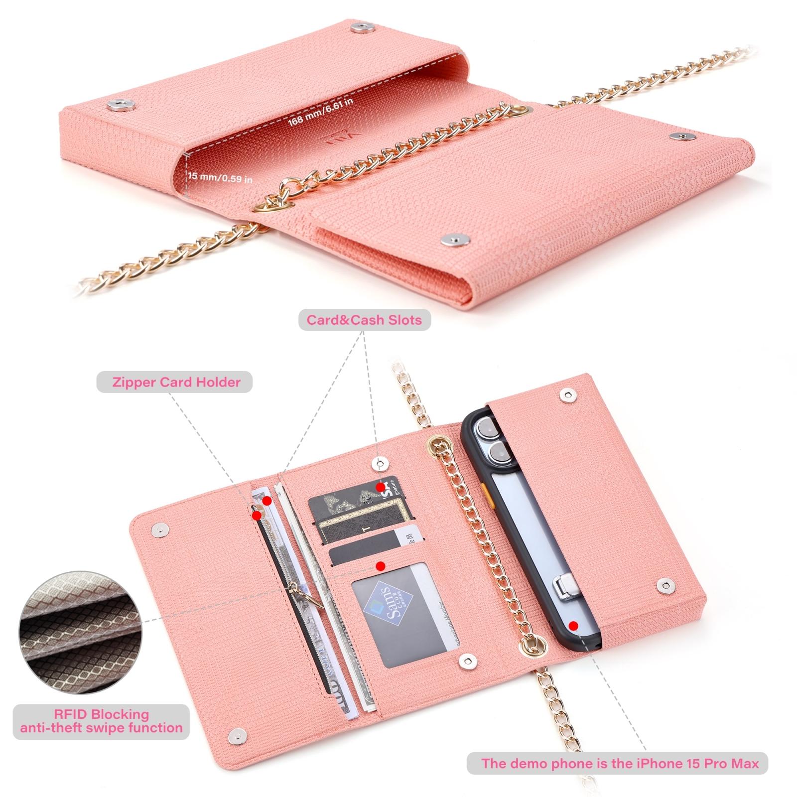 Leather Crossbody Bag With Rfid Protection 20 X 10 X 3.5Cm - Pink 4