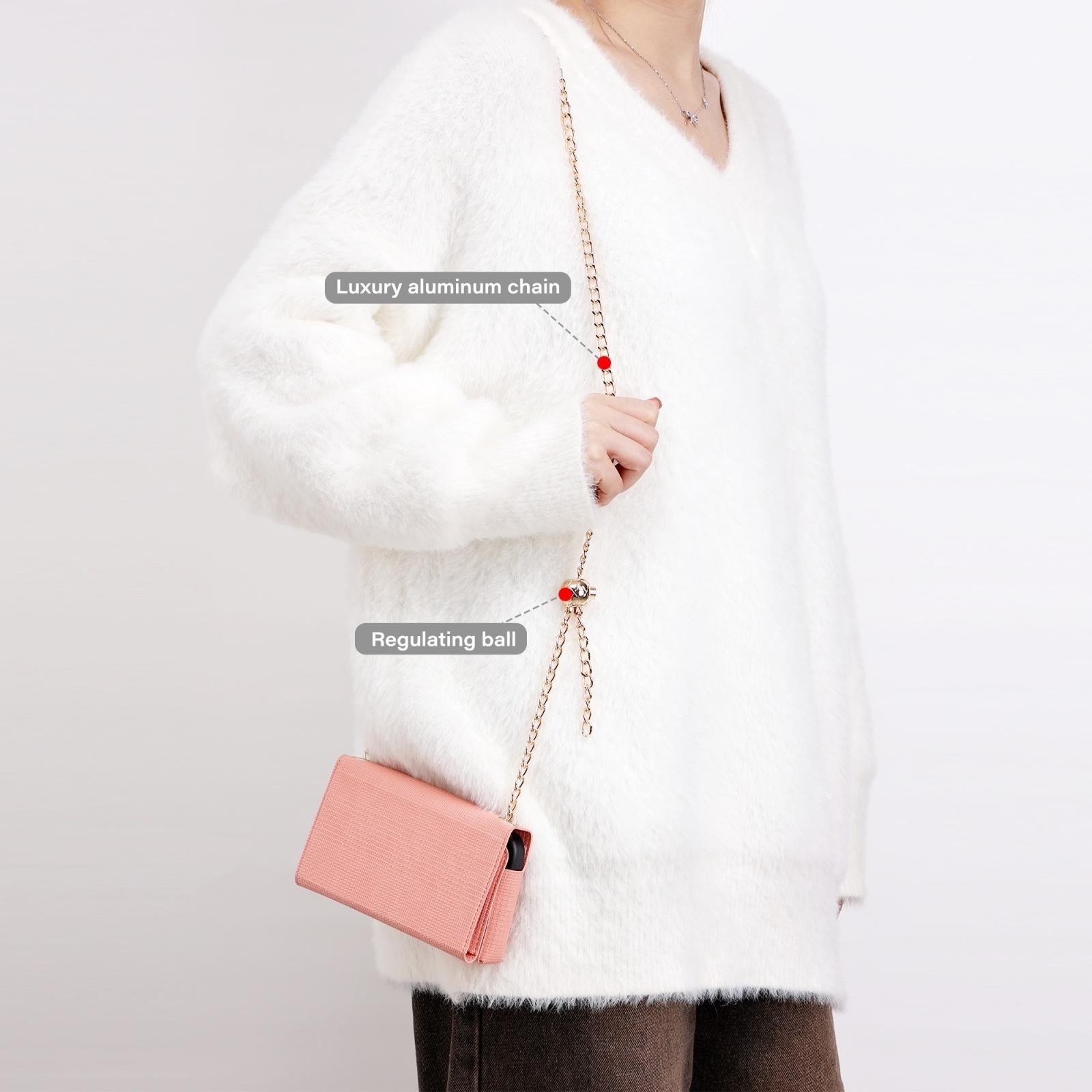 Leather Crossbody Bag With Rfid Protection 20 X 10 X 3.5Cm - Pink 6