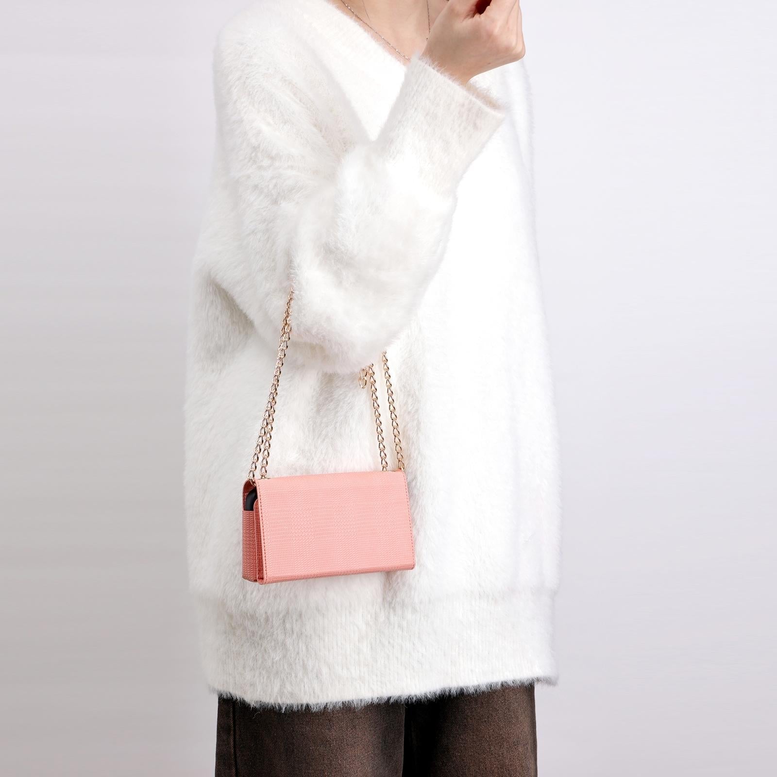 Leather Crossbody Bag With Rfid Protection 20 X 10 X 3.5Cm - Pink 7