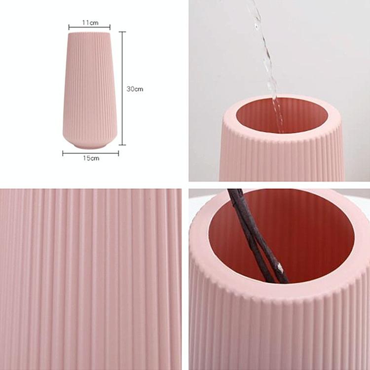 Versatile Plastic Flower Vase for Dry and Wet Arrangements - Pink 9