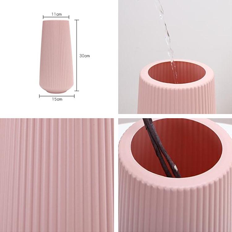 Versatile Plastic Flower Vase for Dry and Wet Arrangements - Pink 14