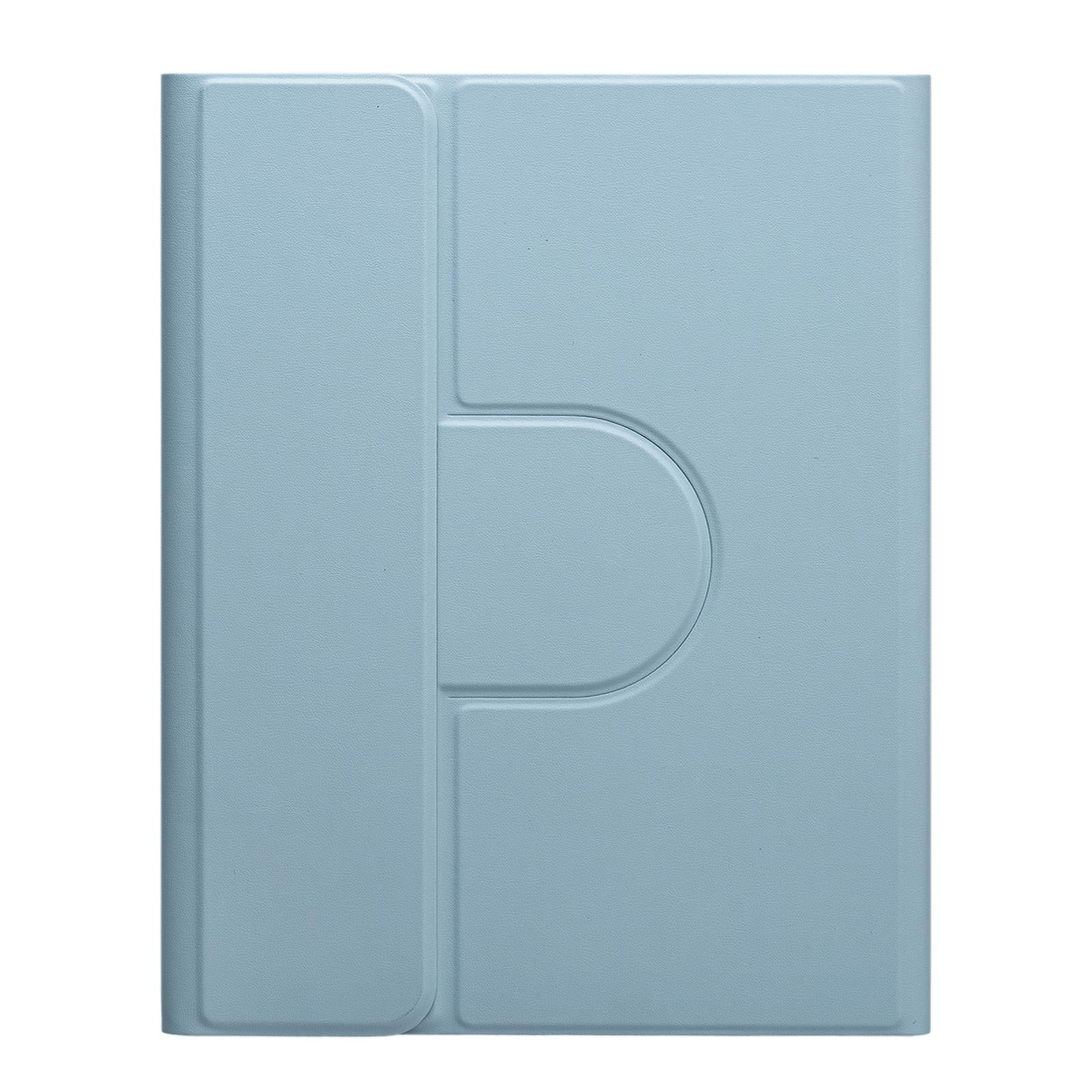 360 Degree Rotatable Bluetooth Keyboard Leather Case - Square Button - Mist Blue - For Ipad 10Th Gen 10.9 2022 13