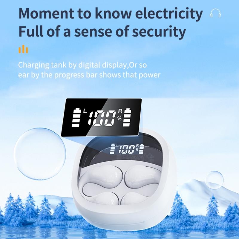 Smart Digital Display Bluetooth Earphones with Transparent Capsule Design - White 5