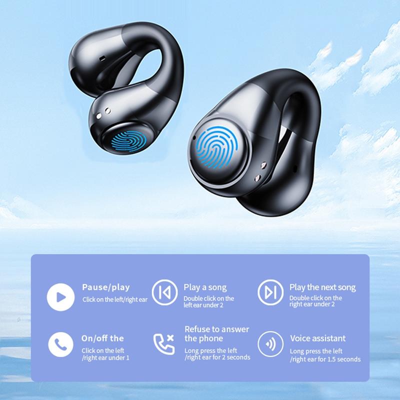 Smart Digital Display Bluetooth Earphones with Transparent Capsule Design - White 7