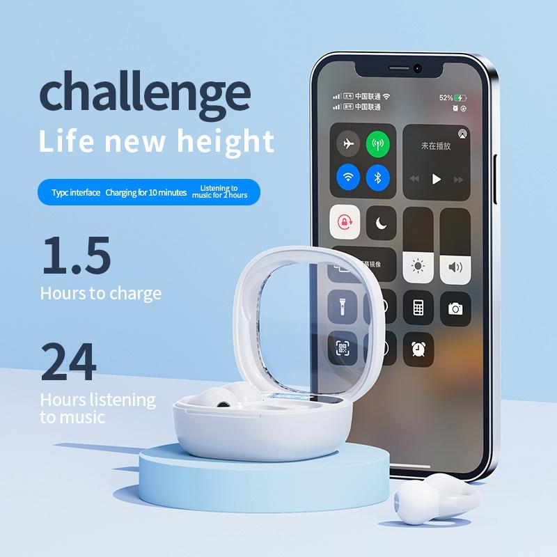 Smart Digital Display Bluetooth Earphones with Transparent Capsule Design - White 9