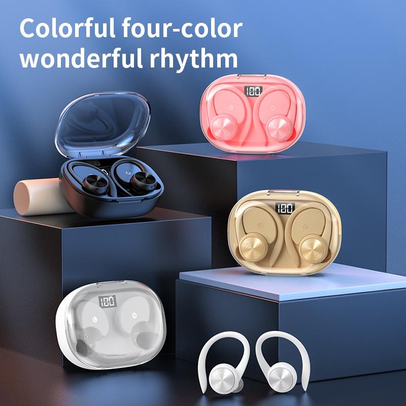 Wireless Earphones with Digital Display and Charging Case - White 5