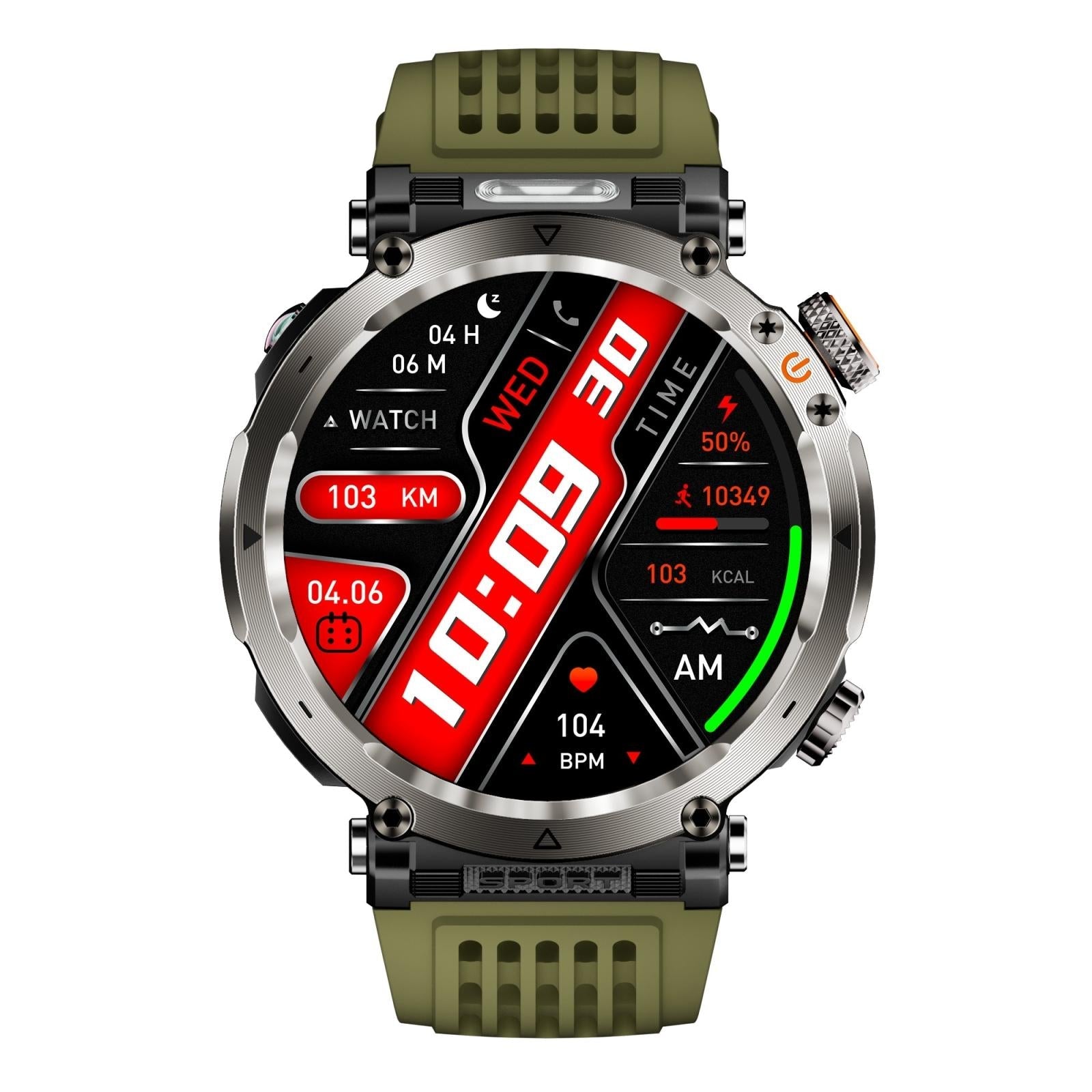 Waterproof Smart Watch With Flashlight And Compass - 1 Inch - Black 3