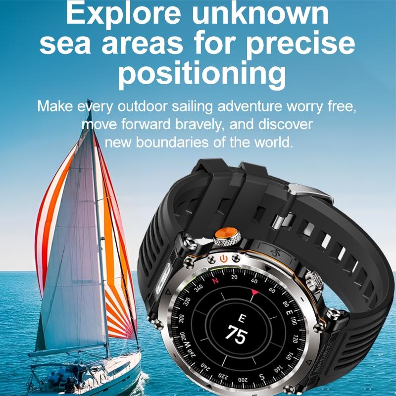 Waterproof Smart Watch With Flashlight And Compass - 1 Inch - Black 10