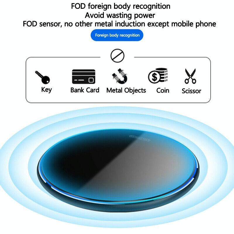 15W Round Acrylic Mirror Wireless Charger - Silver 4