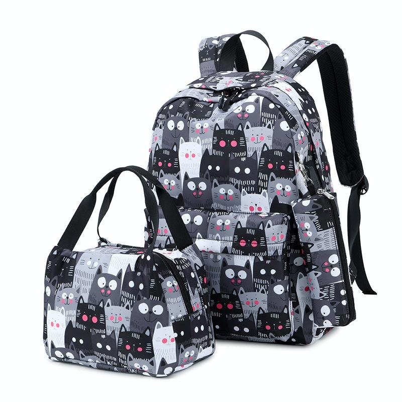 Student Backpack Set - Printed Design - Pink 4
