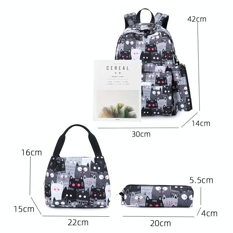 Student Backpack Set - Printed Design - Pink 6