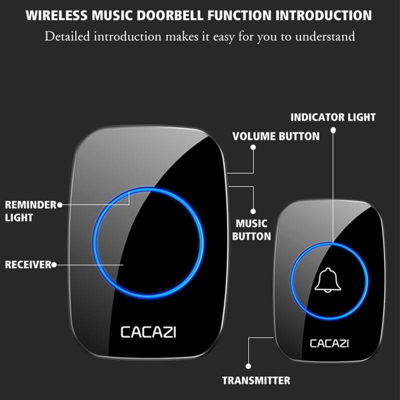 Wireless Waterproof Smart Doorbell - 2 Battery Options - Black 6