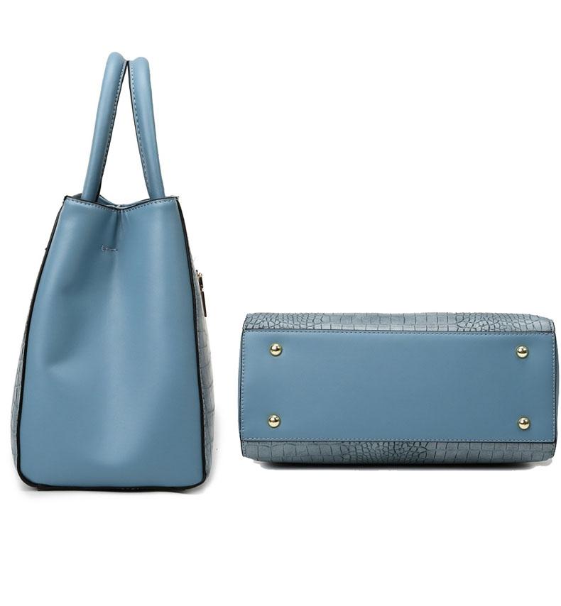 Black Stone Pattern Patchwork Handbag - Shoulder / Crossbody - Blue 8