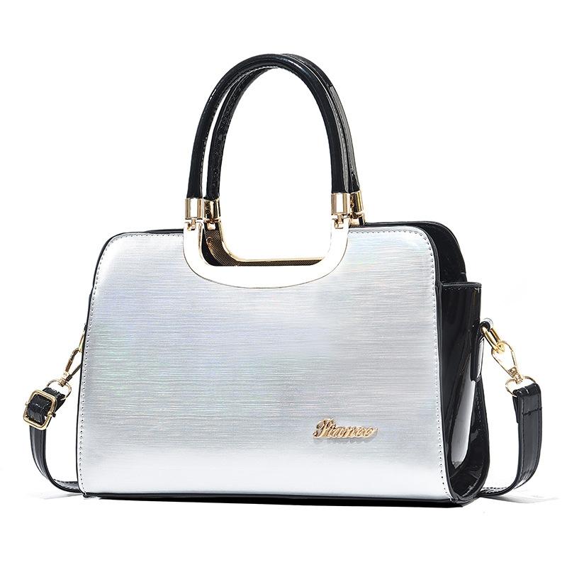Large Capacity Leather Commuter Handbag - Bright - Khaki 9