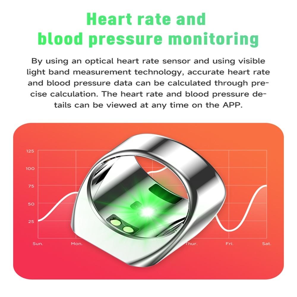 Smart Ring With Heart Rate Blood Oxygen Sleep And Remote Photography Support - Green 8