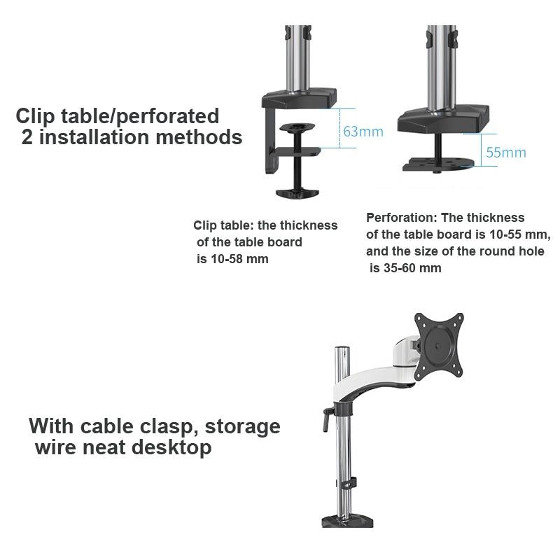Rotating Aluminum Monitor Bracket for Lifting Lcd - Perforation 5