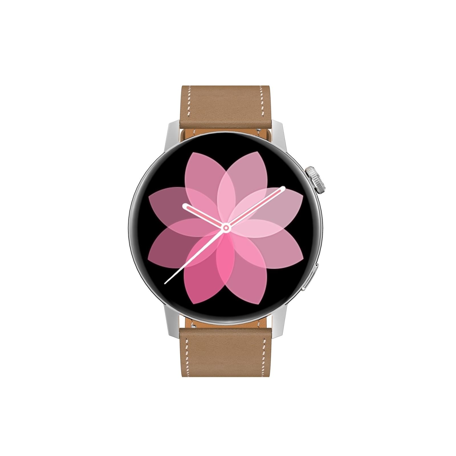 Smart Leather Watch With Colour Screen - Silver 3