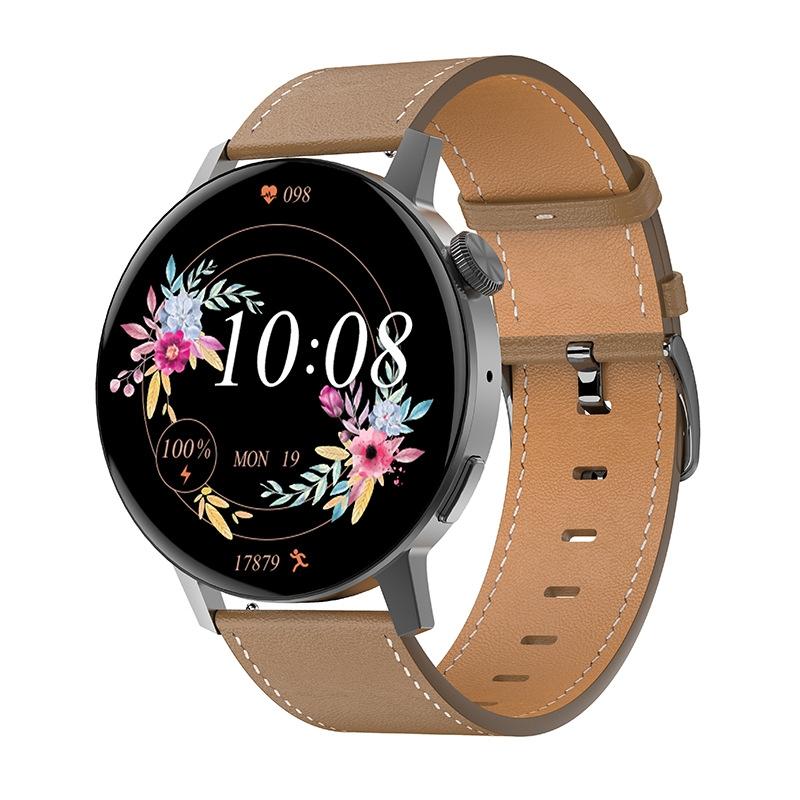 Smart Leather Watch With Colour Screen - Silver 14
