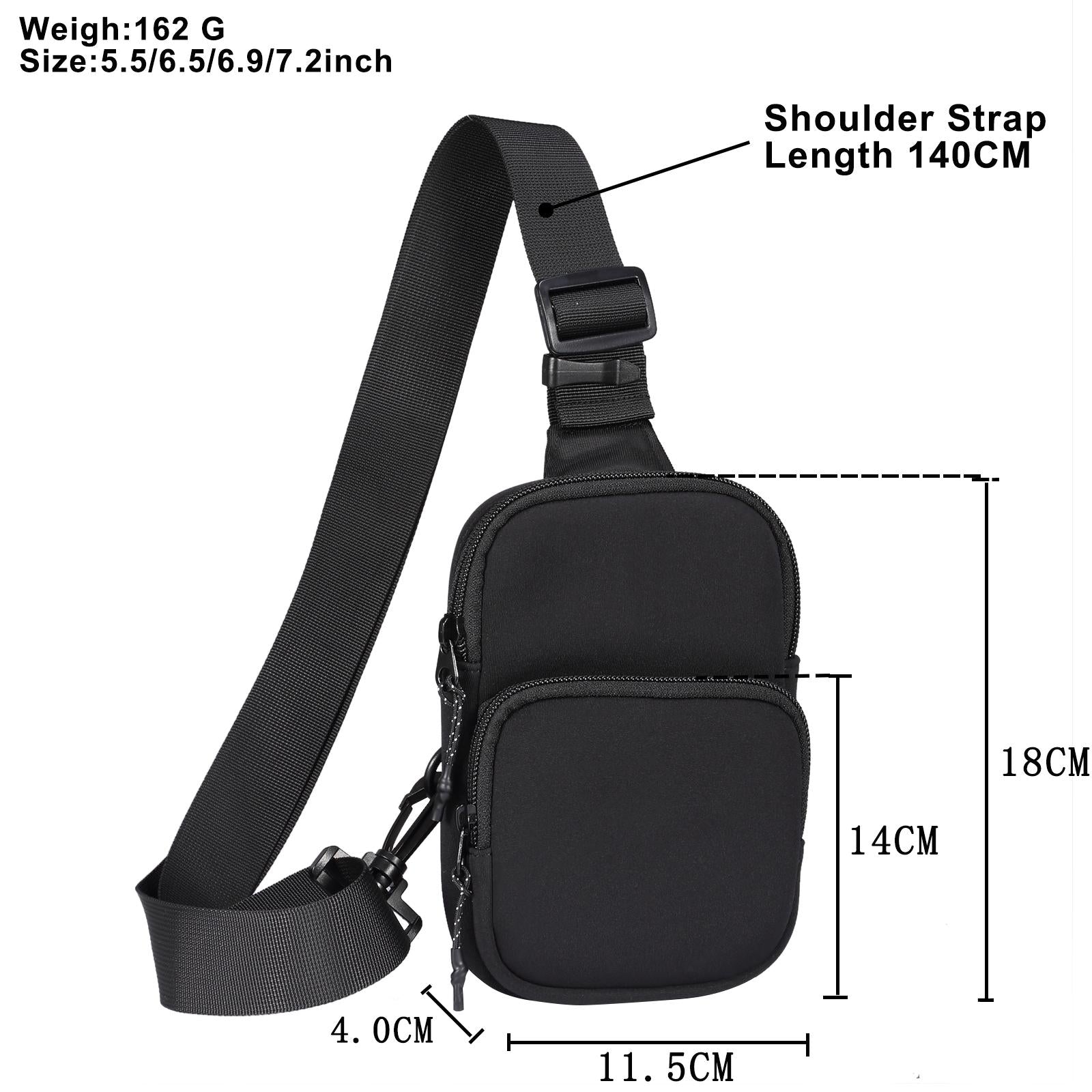 Universal Nylon Chest Bag For 5.5 Inch -7.2 Inch Phones Fashionable And Functional - Grey 6