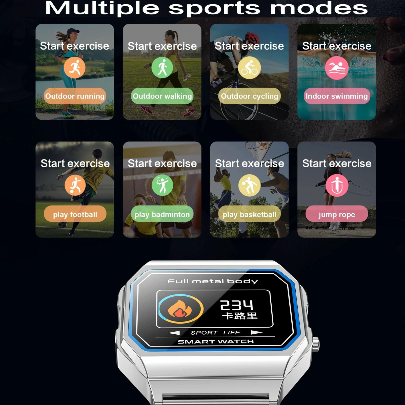 Waterproof Steel Smart Watch With Colour Screen - Gold 7