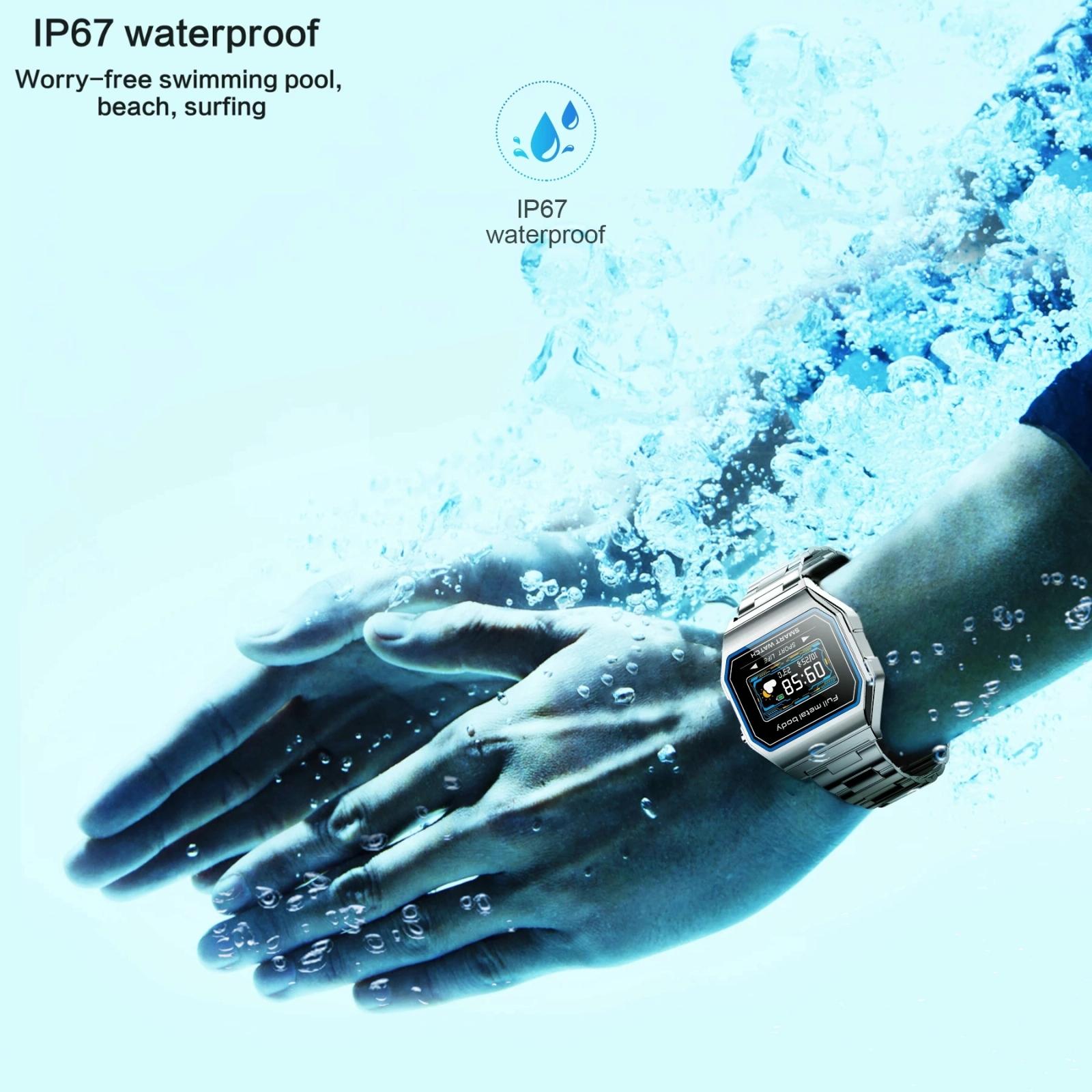 Waterproof Steel Smart Watch With Colour Screen - Gold 8