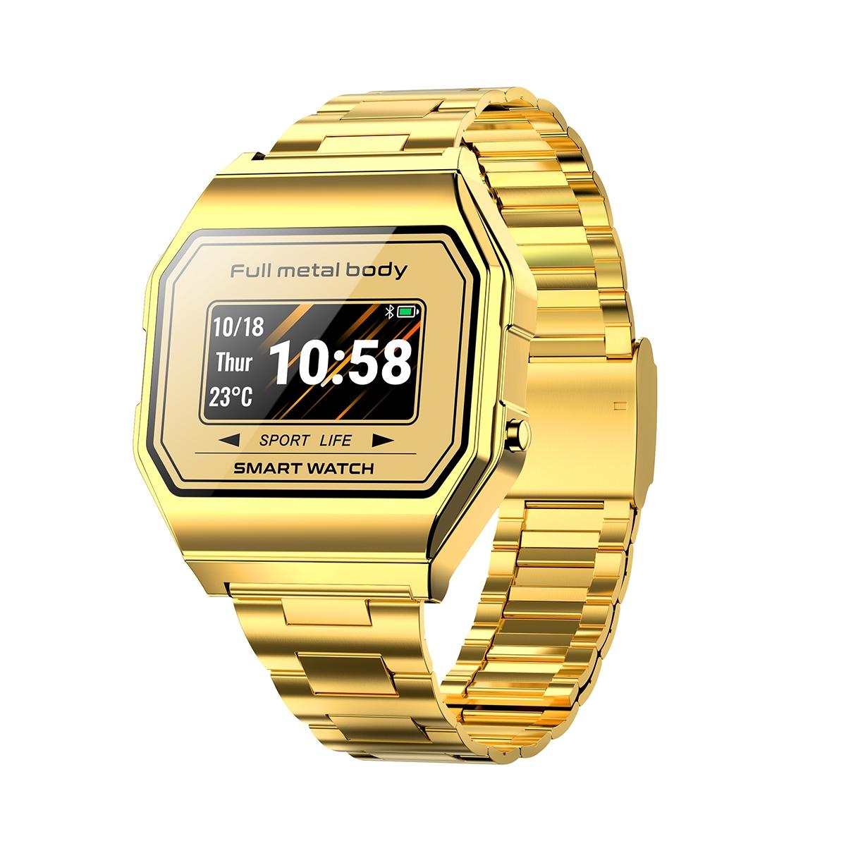 Waterproof Steel Smart Watch With Colour Screen - Gold 9