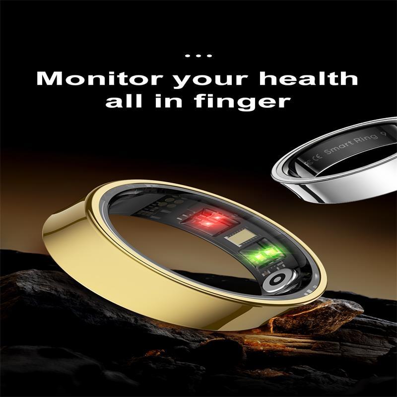 Smart Ring With Heart Rate Blood Oxygen Sleep Monitoring & Sports Modes - Size 8 - Gold 5