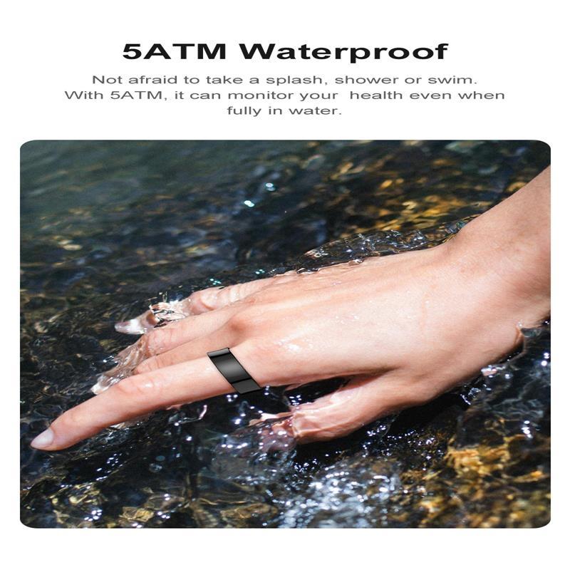 Smart Ring With Heart Rate Blood Oxygen Sleep Monitoring & Sports Modes - Size 8 - Gold 8