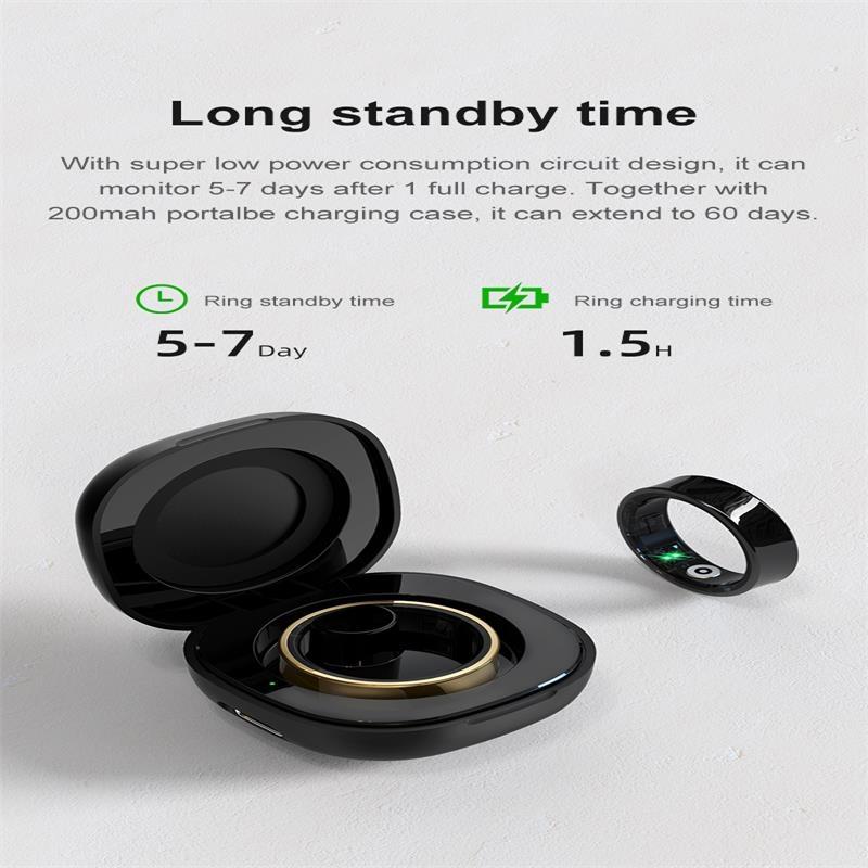 Smart Ring With Heart Rate Blood Oxygen Sleep Monitoring & Sports Modes - Size 8 - Gold 9
