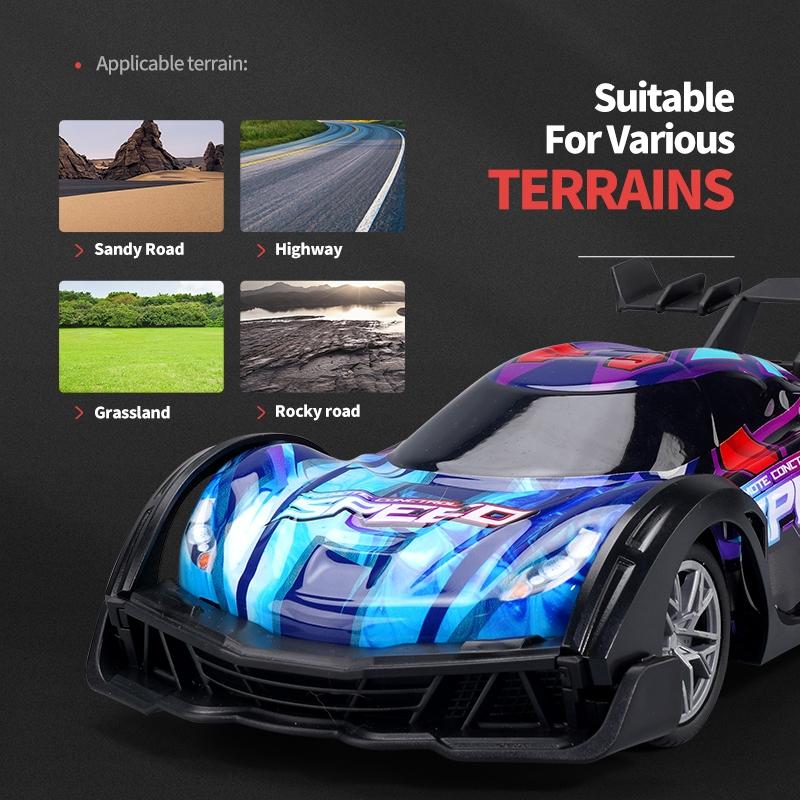 Remote Control Racing Car with Colourful Lights 4wd - Orange 7