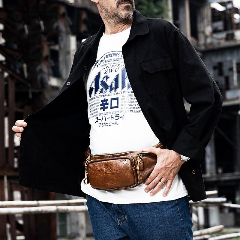Vintage Leather Waist Bag For Men - Brown 7