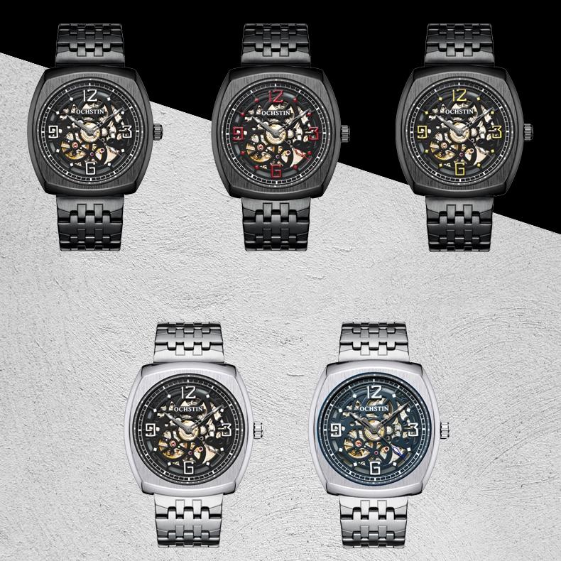 Masterpiece Mechanical Men Watch with Steel Band - Black Red 3