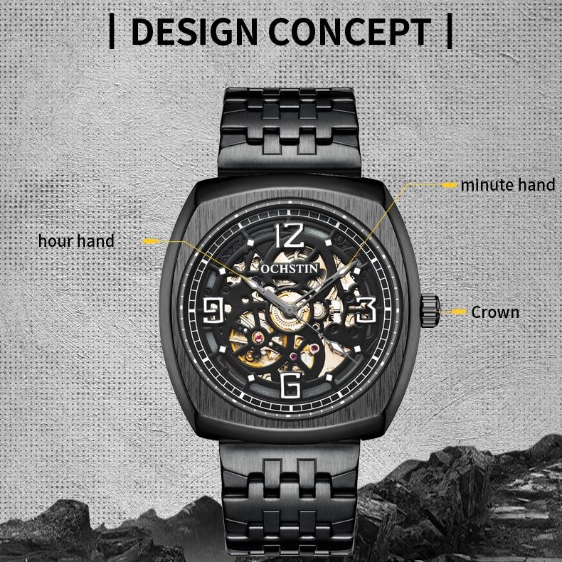 Masterpiece Mechanical Men Watch with Steel Band - Black Red 6