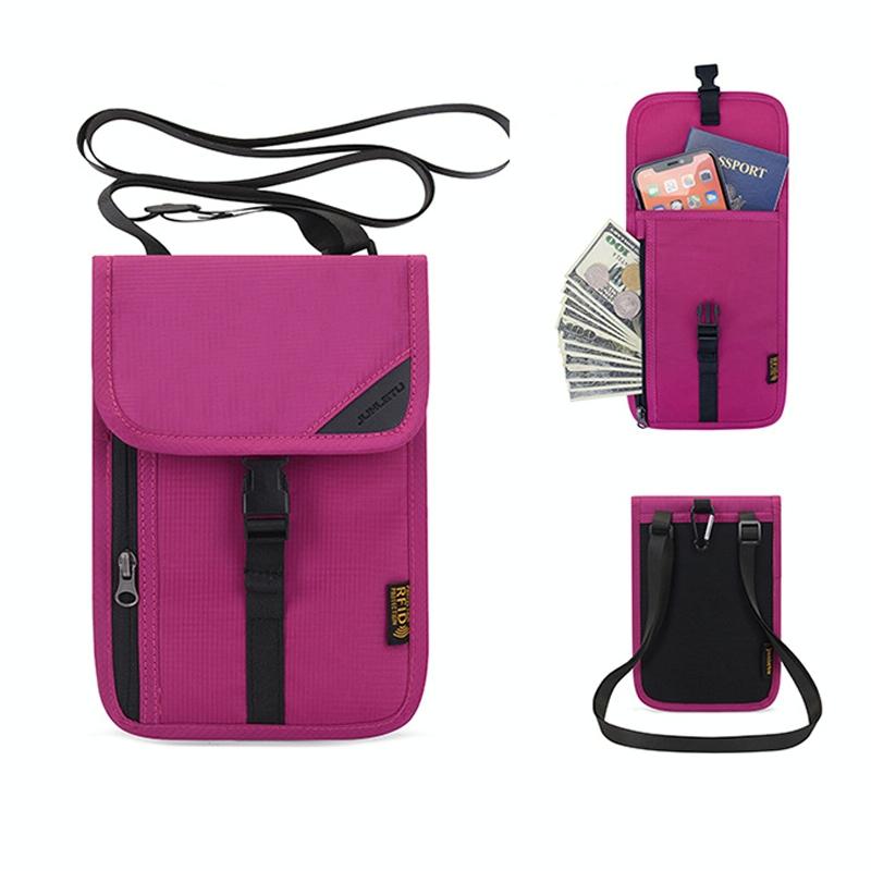 Neck Strap Rfid Passport Bag for Travel - Purple 12