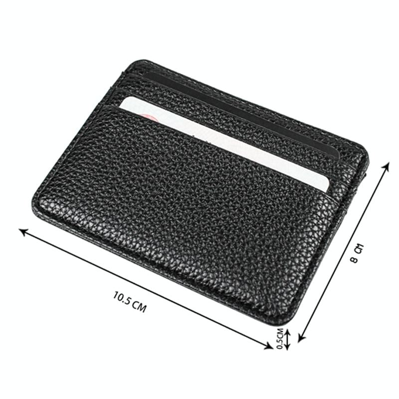 Lychee Pattern Mini Card Holder Multi Card Slots Ultra Thin Coin Purse - Black 3