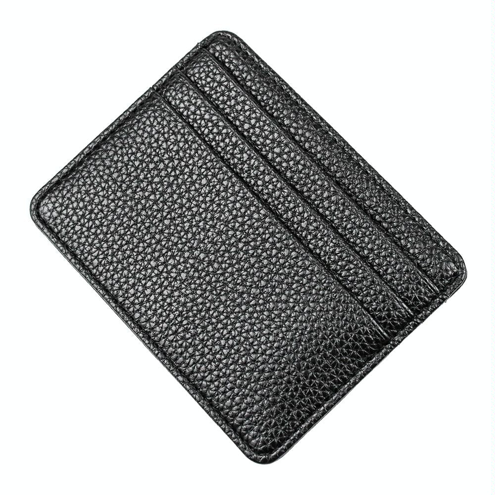Lychee Pattern Mini Card Holder Multi Card Slots Ultra Thin Coin Purse - Black 9