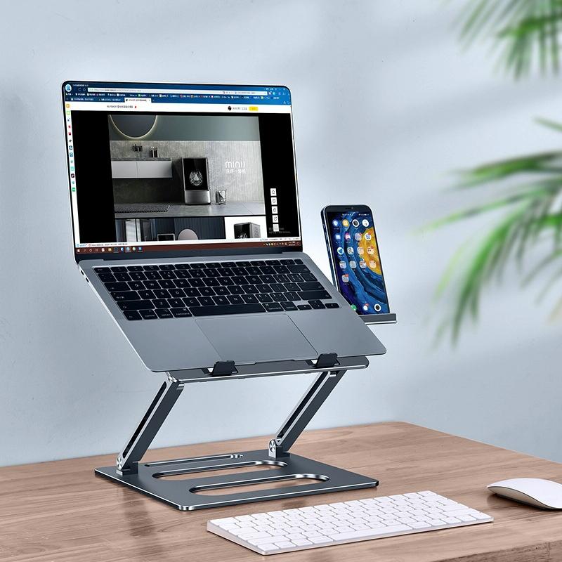 Adjustable Metal Notebook Stand - Gray Desktop Support 3