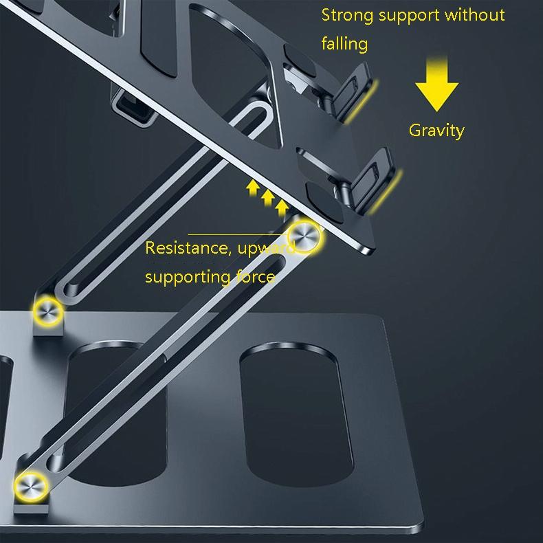 Adjustable Metal Notebook Stand - Gray Desktop Support 6