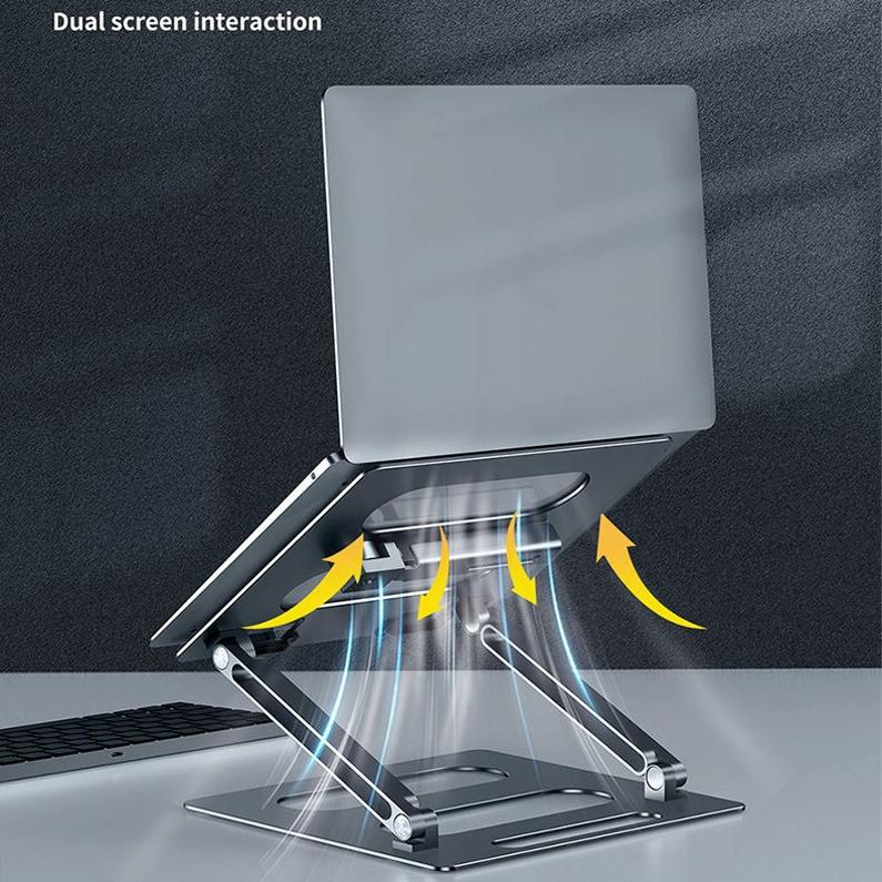 Adjustable Metal Notebook Stand - Gray Desktop Support 7