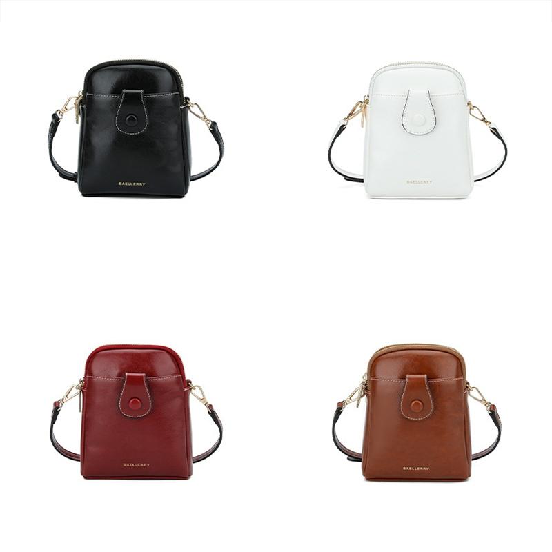 Oil Wax Leather Double Zip Crossbody Phone Bag - Black 3