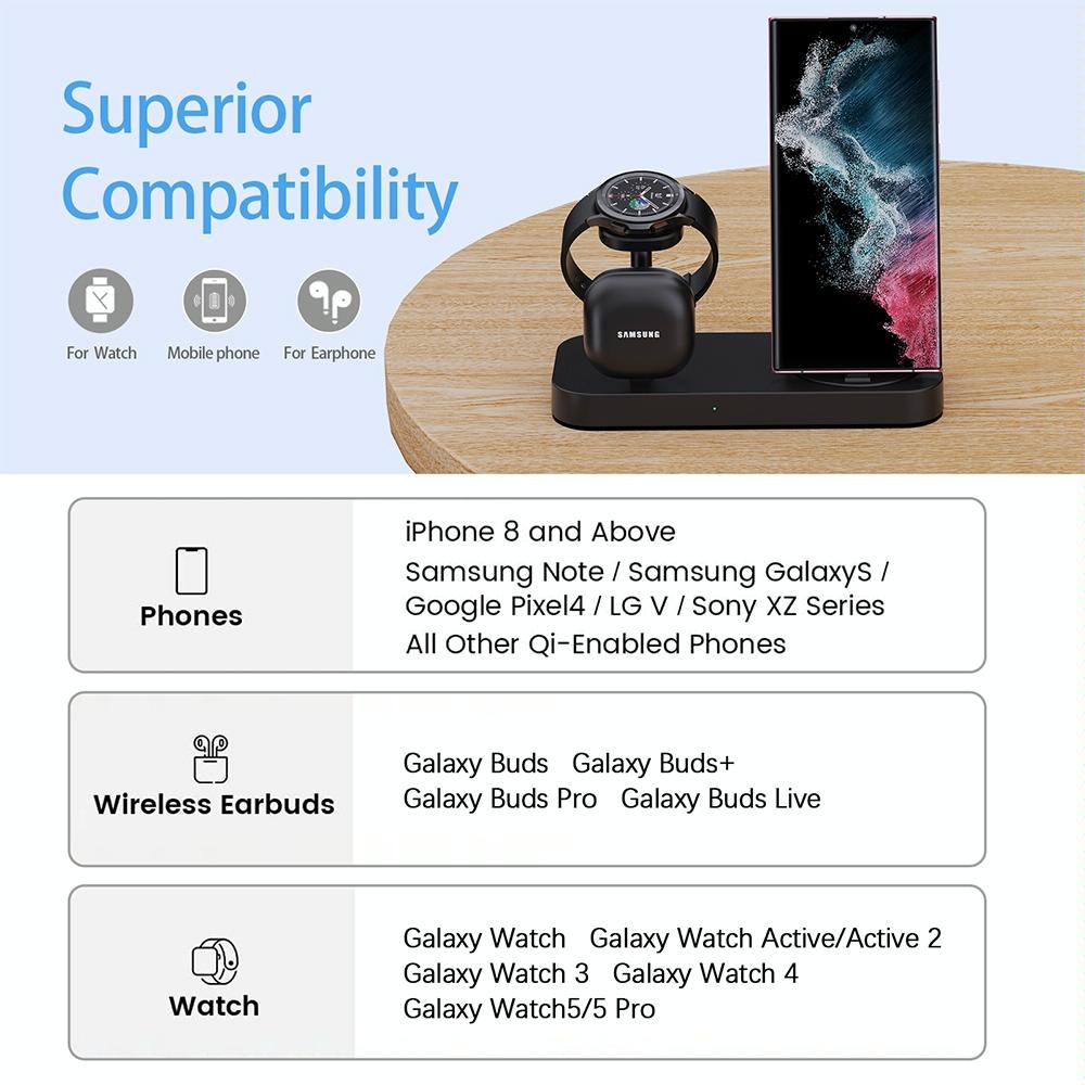 4 In 1 Type C Charging Stand For Samsung Watch And Galaxy Buds - Black 6
