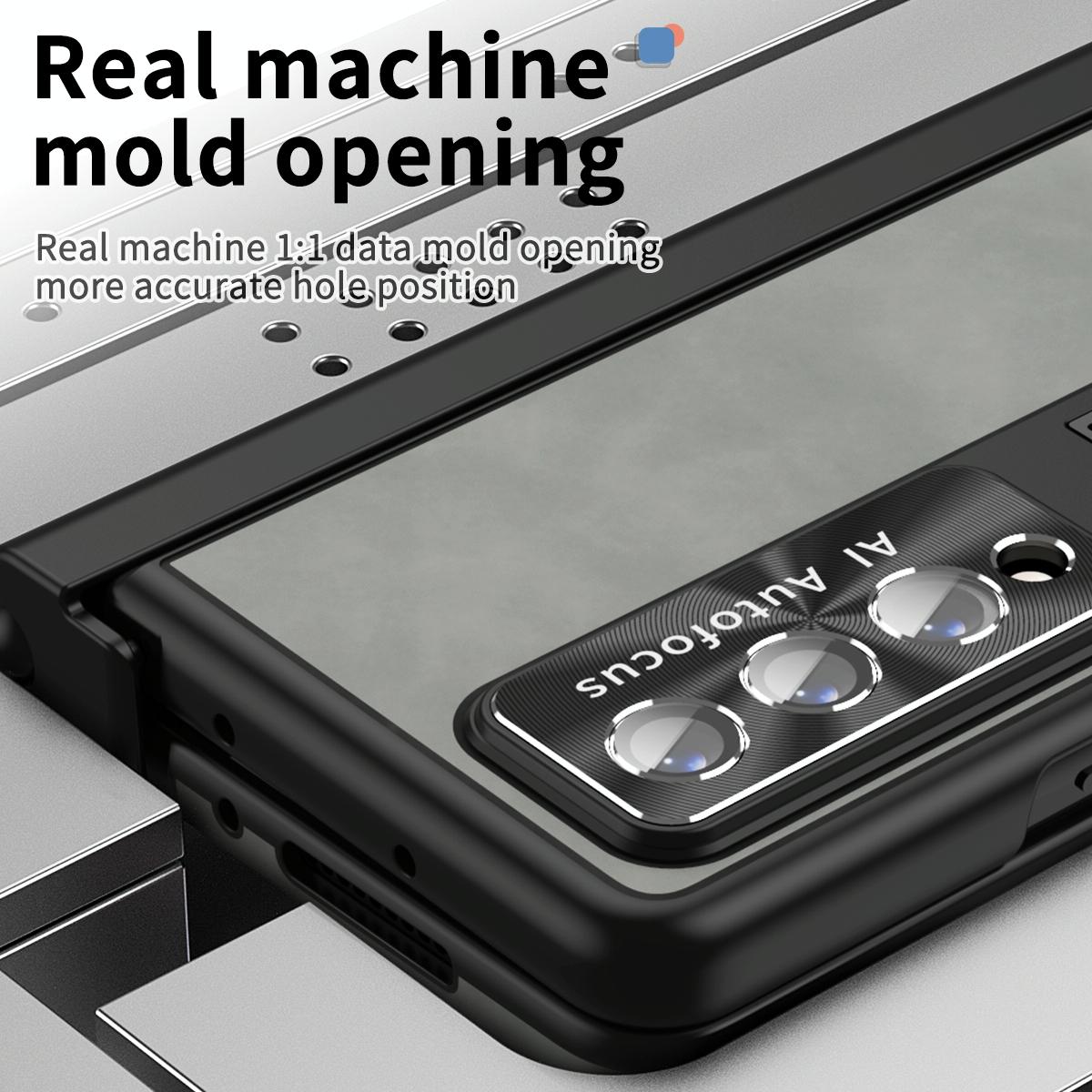 For Samsung Galaxy Z Fold4 5G Magnetic Phone Case - Napa Pattern - Black 12