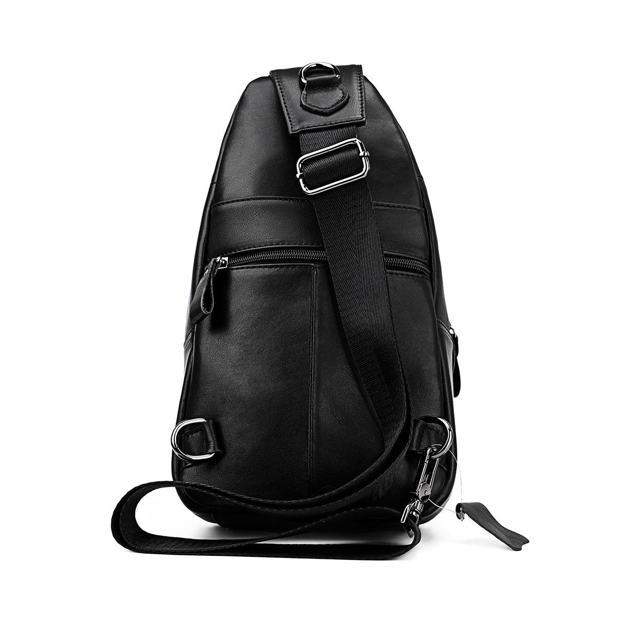 Retro Leather Chest Bag For Men - Black 10