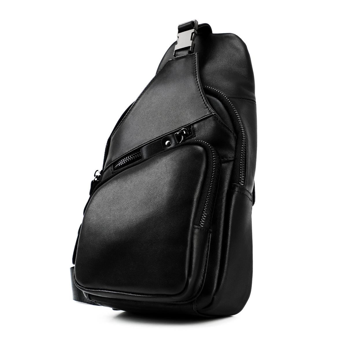 Retro Leather Chest Bag For Men - Black 11