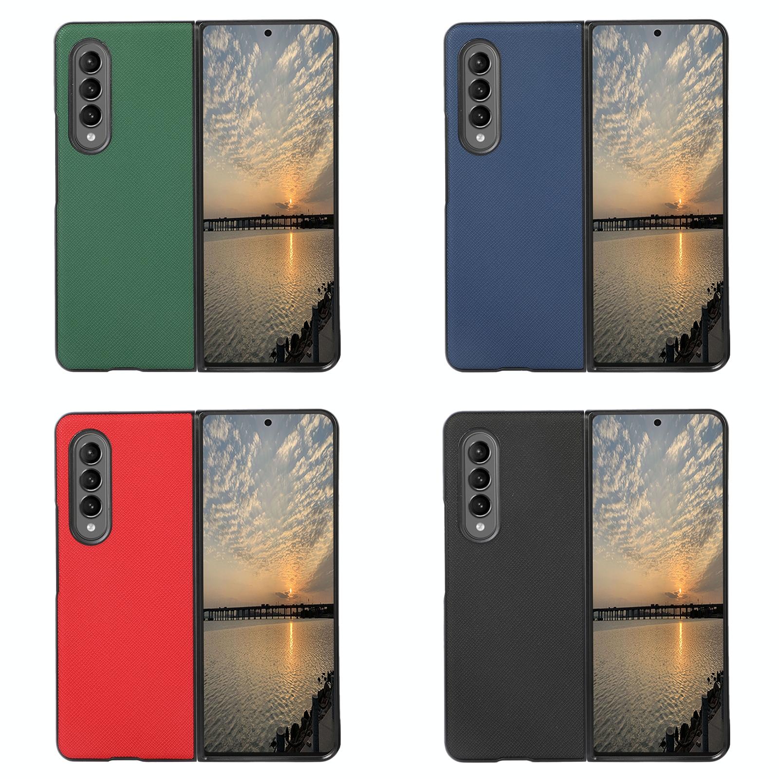 For Samsung Galaxy Z Fold4 5G Fold 4 Cross Texture Pu Leather Case - Red 6