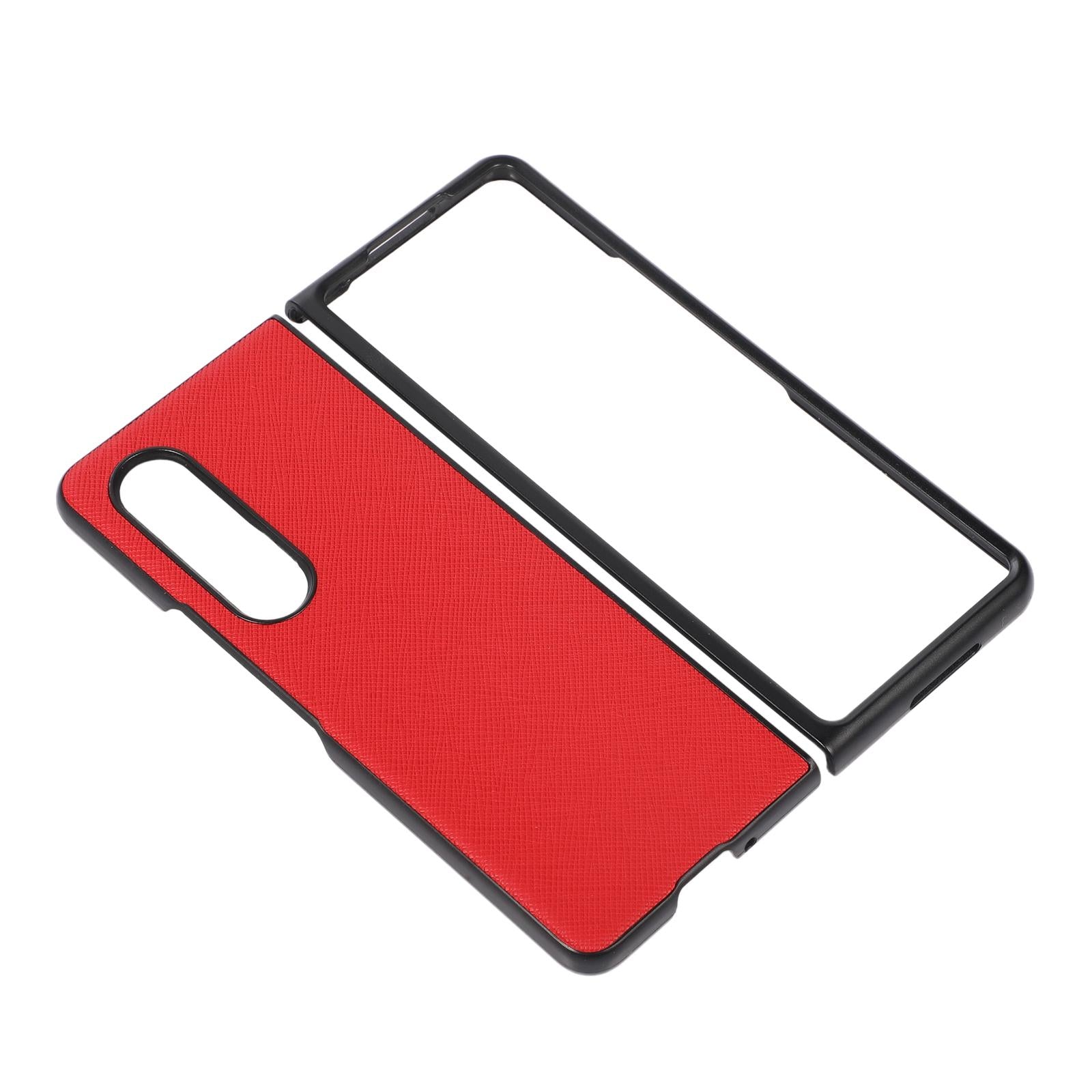 For Samsung Galaxy Z Fold4 5G Fold 4 Cross Texture Pu Leather Case - Red 10