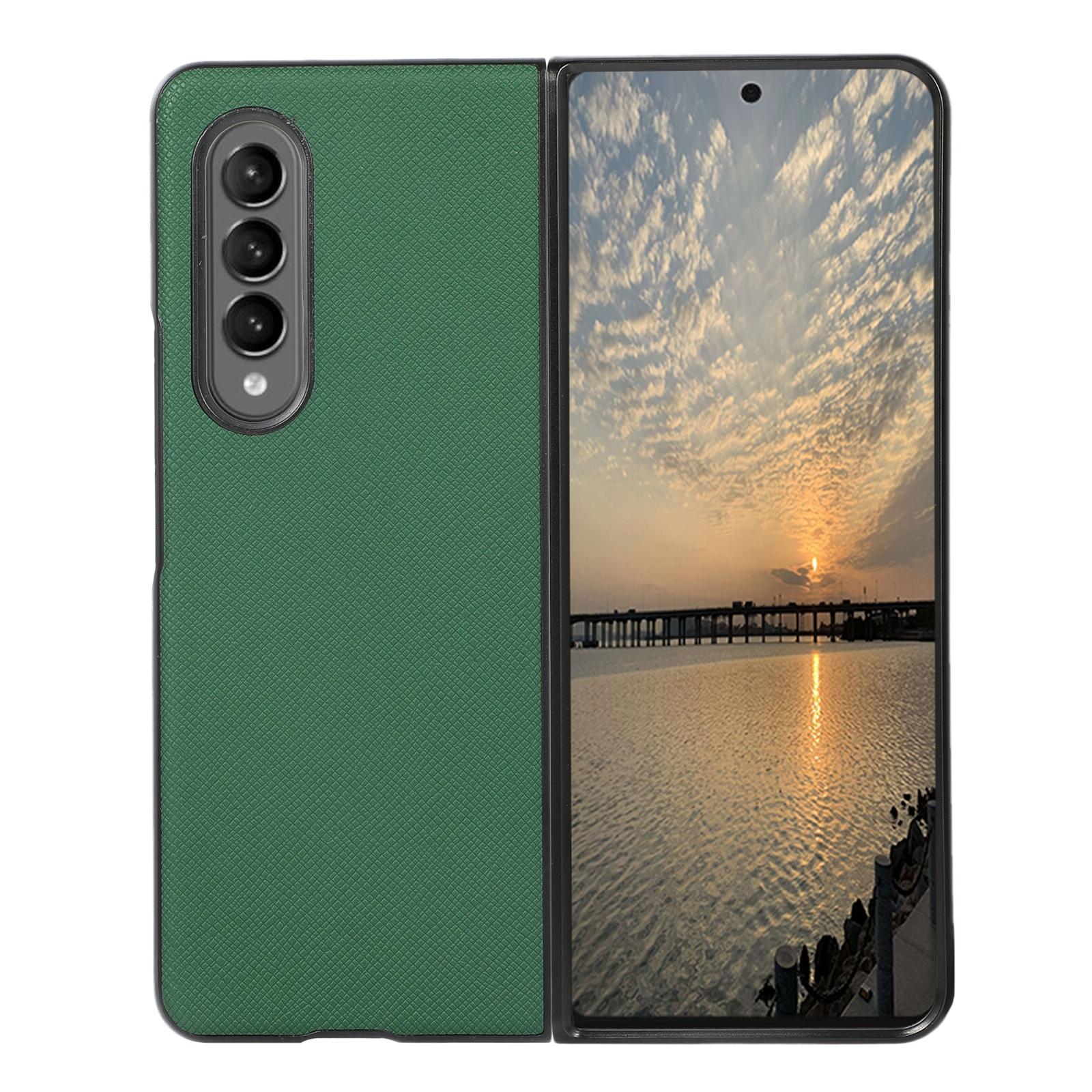 For Samsung Galaxy Z Fold4 5G Fold 4 Cross Texture Pu Leather Case - Red 12