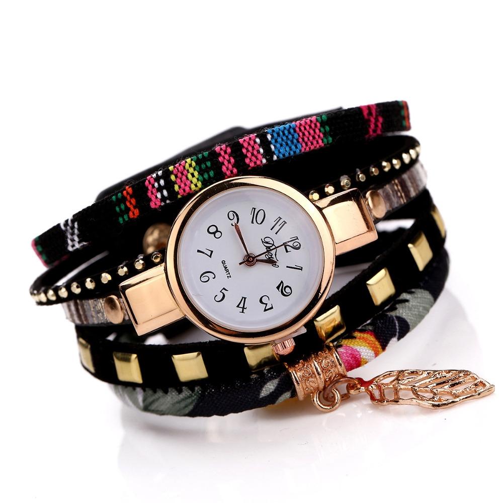 Leaf Pendant Quartz Bracelet Watch for Women - Red 15