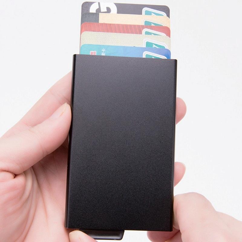 Automatic Eject Rfid Blocking Aluminum Card Wallet - Black 6