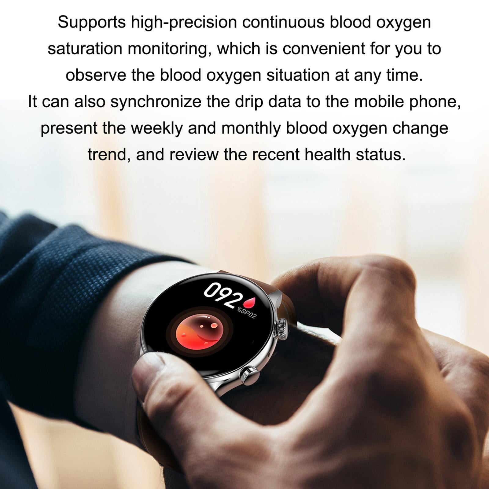 1.36 Inch Amoled Screen Leather Strap Smart Watch Support Nfc Function / Blood Oxygen Monitoring - Silver 7